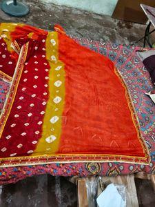 Laxmipati Women&#39;s Chiffon Saree red ♥️