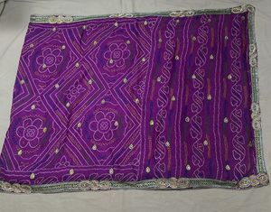 Purple Bandhani Saree with Embellishments