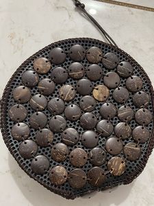 Coconut Shell Beaded Sling Crossbody Purse