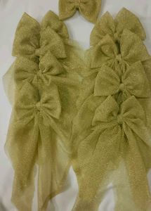 Golden Hair Bow🎀( Pack Of 2)