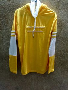 Yellow Distressed Long Sleeve Hoodie
