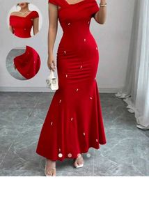 Red Off-Shoulder Maxi Dress