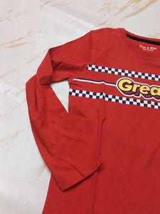 Boys Red Graphic Print T-shirt