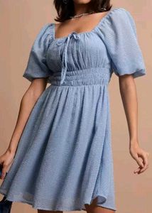Tokyo Talkies Blue Puff Sleeve Mini Dress
