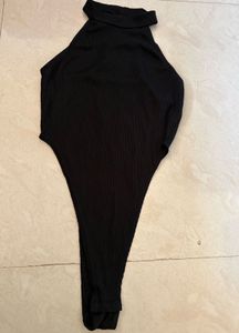 Chic Black Ribbed Bodysuit