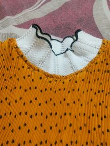 Black Dotted Mustard Colored Top
