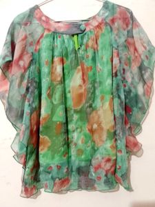 Sheer Floral Print Top