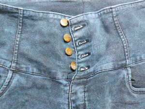 High Waisted Button Front Jeans