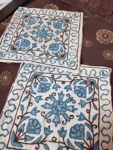 Wool embroidered cushion cover