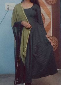 Anarkali Suit With Black Dupatta