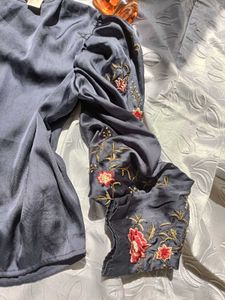 H&amp;M Embroidered Sleeves Top