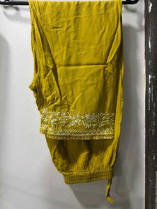 Mustard Embroidered Pant Suit Set