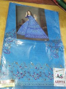 Blue cotton saree