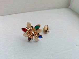 Colorful Gemstone Flower Ring