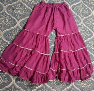 Elegant Purple Embroidered Garara With  Crop Top