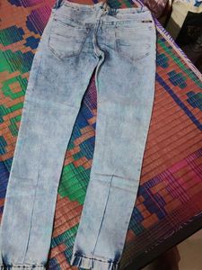 Acid Wash Denim Joggers