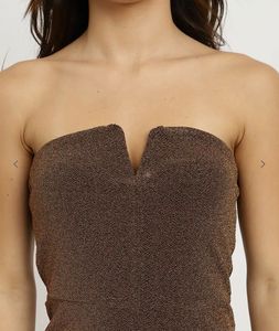 Sparkly Bronze Strapless Romper
