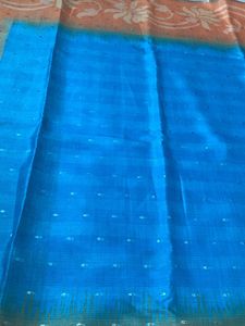 New Sea Blue And Mango Yellow Saree For Grabs