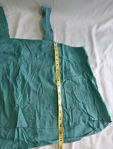 Square Neck Sleeveless Cyan Top