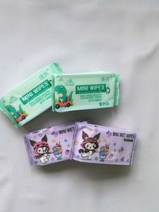 4 Cute Mini Wet Wipes💜🩵