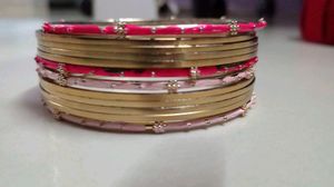 Gold &amp; Pink Bangle Set