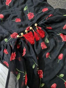Front Open Rose Printed Kurti
