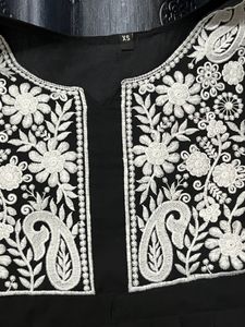 Woman embroidered georgettee A-line Kurta(black)