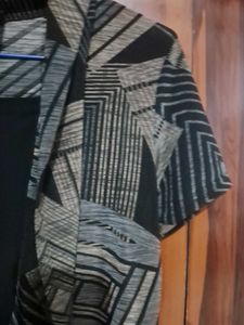 Geometric Print Open Front Cardigan