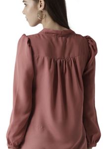 Dusty Rose Tie-Neck Blouse