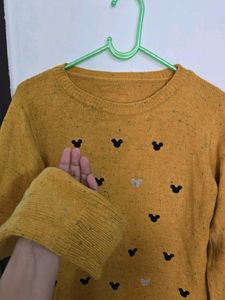 Cute Mustard Mouse Print Sweate size Mr