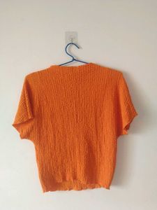Original Zara Stretchy Orange Crinkle Top
