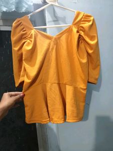 Mango Mustard Peplum Top