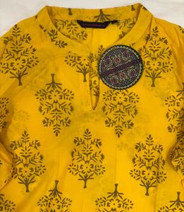 Yellow Printed Kurta