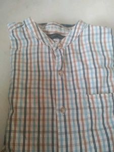 Chinese Collar Checked Shirt