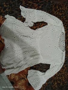 White Short Chikankari Kurti