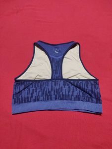 Blue Graphic Print Sports Bra