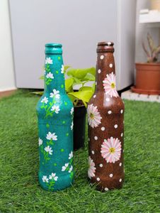 Hand-Painted Decorative Bottles(set Of 2)