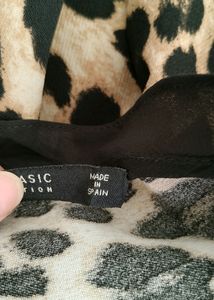 Zara Tan And Black Blouse