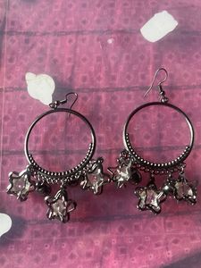 Star Charm Hoop Earrings