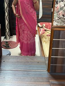Daily uses Pink Floral Chiffon Saree