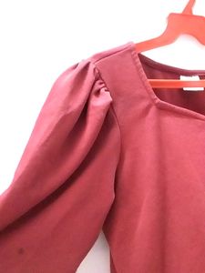 Maroon Puff Sleeve Top