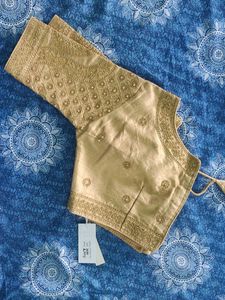 Grand Gold Blouse With Pearl And Embroidery