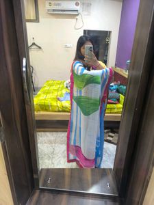 Elegant Blue Printed Saree