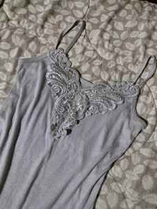 Cami Top Grey Ribbed
