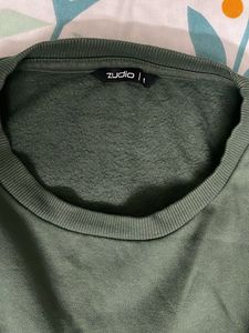 Olive Green Cropped Sweatshirt