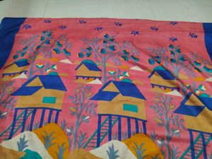 Handcrafted Pink Embroidered  Saree