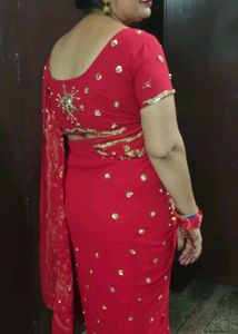 red saree with work.. true re