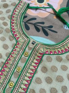Kurti With Golden and Pink Work