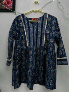 Stylish Blue Printed Short Kurti