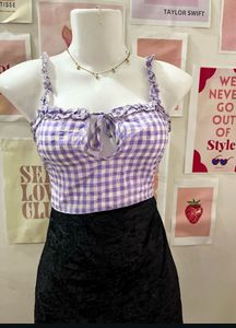 Lavender Gingham Top